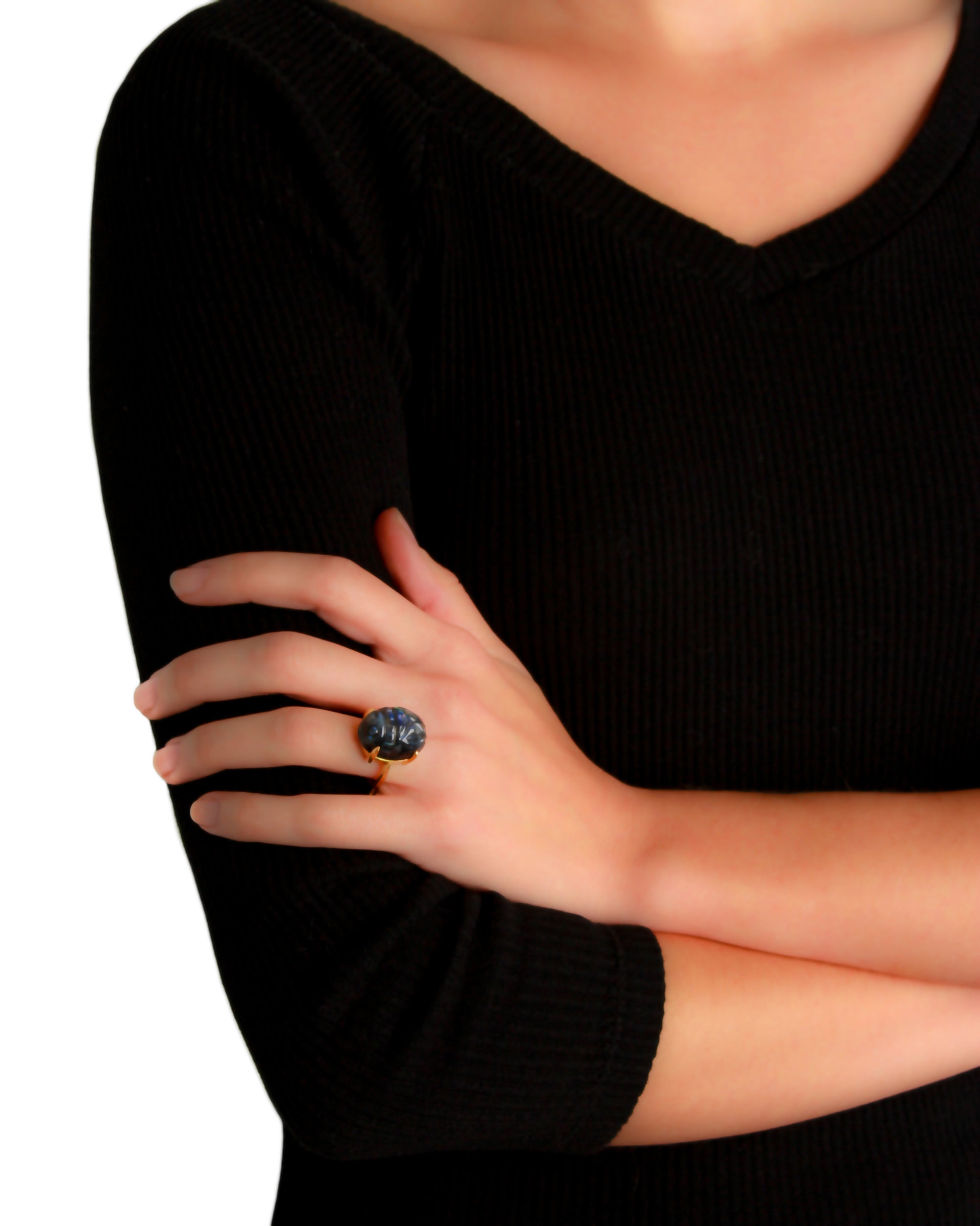 Labradorite Scarab Ring