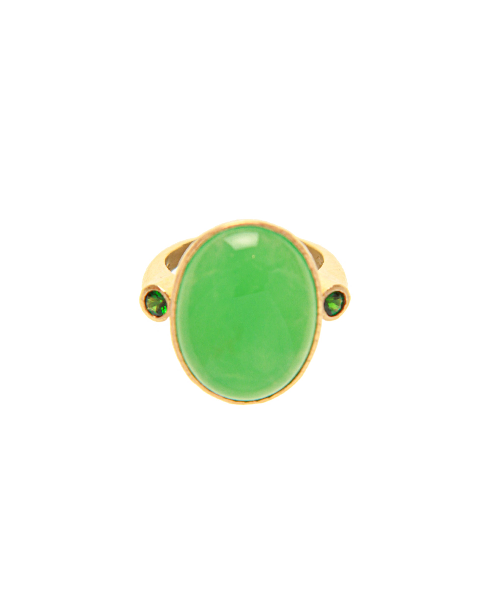 Chrysoprase and Tsavorite Ring