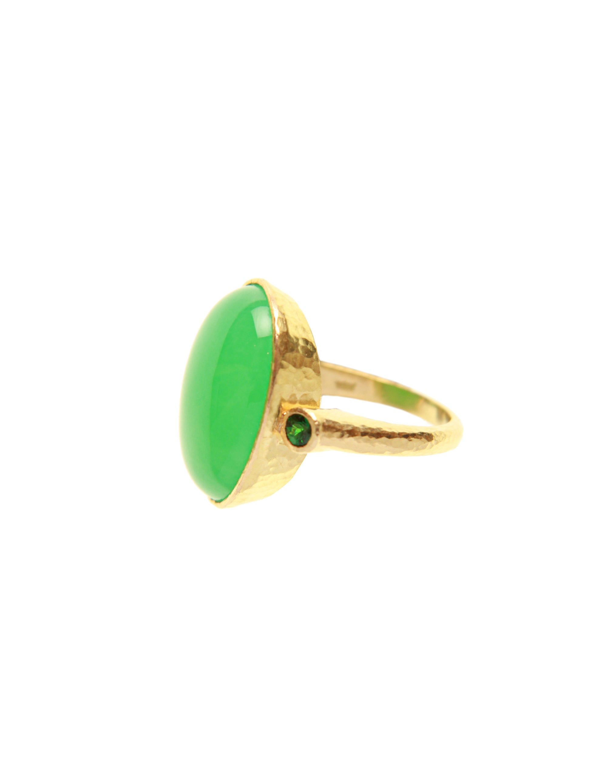 Chrysoprase and Tsavorite Ring