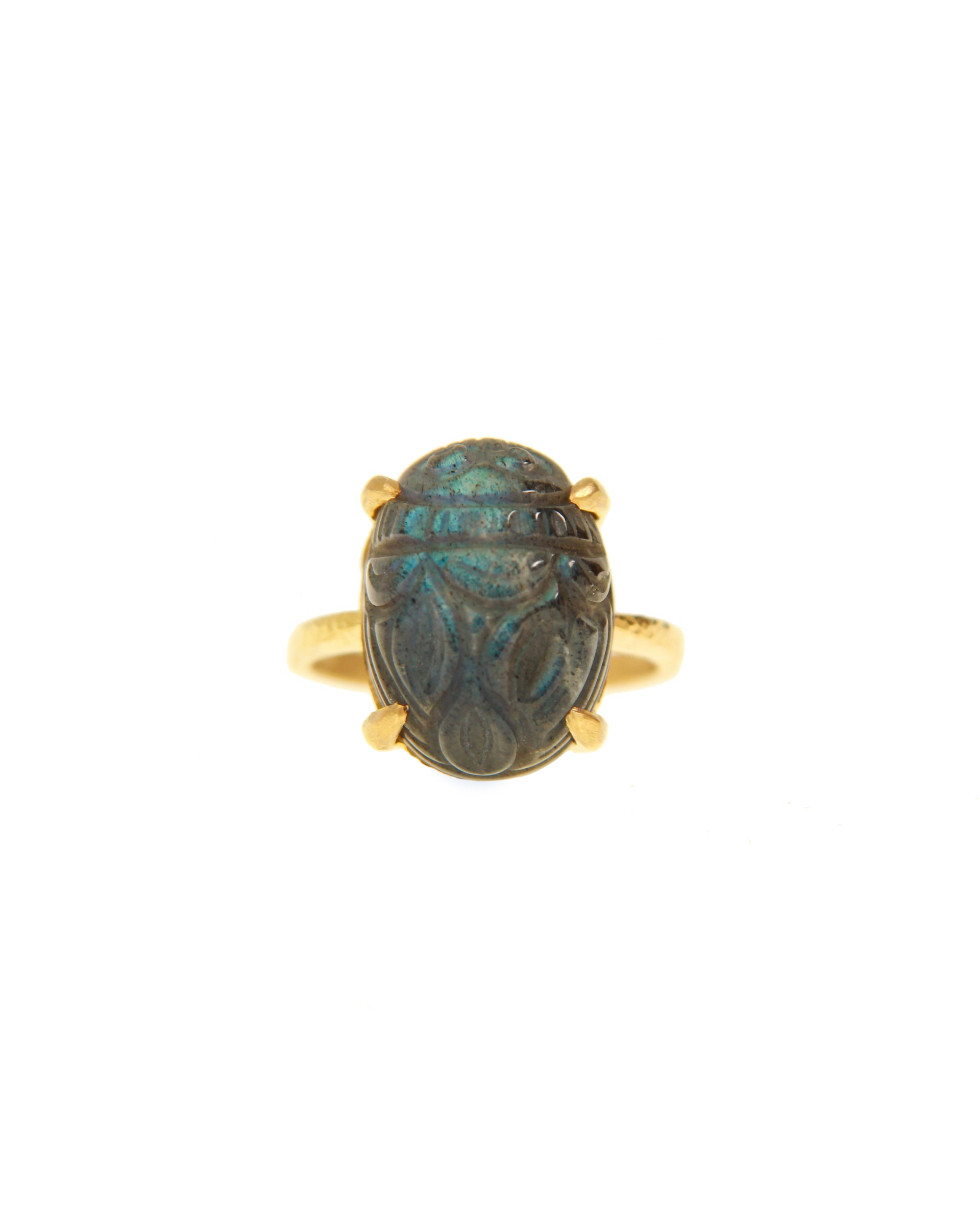Small Labradorite Scarab Ring