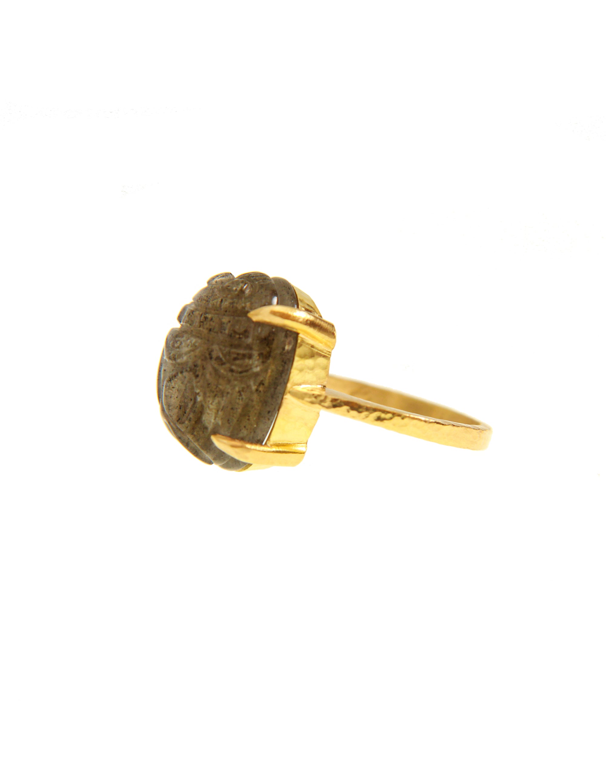Small Labradorite Scarab Ring