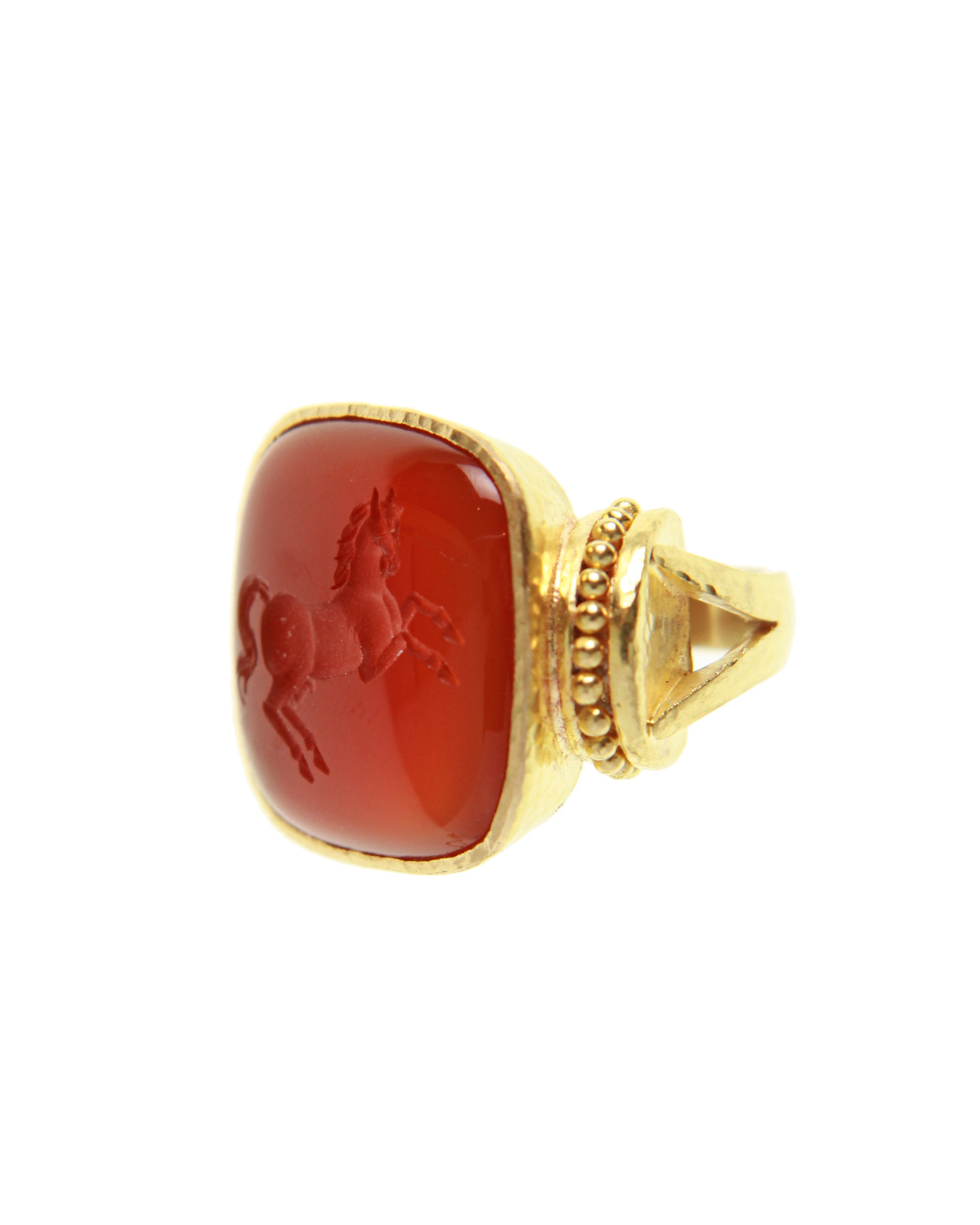 Carnelian 'Rearing Horse' Ring