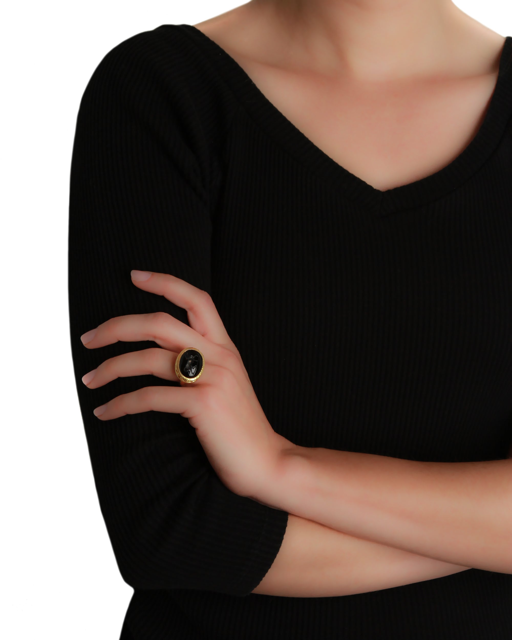 Onyx 'Rearing Horse' Ring