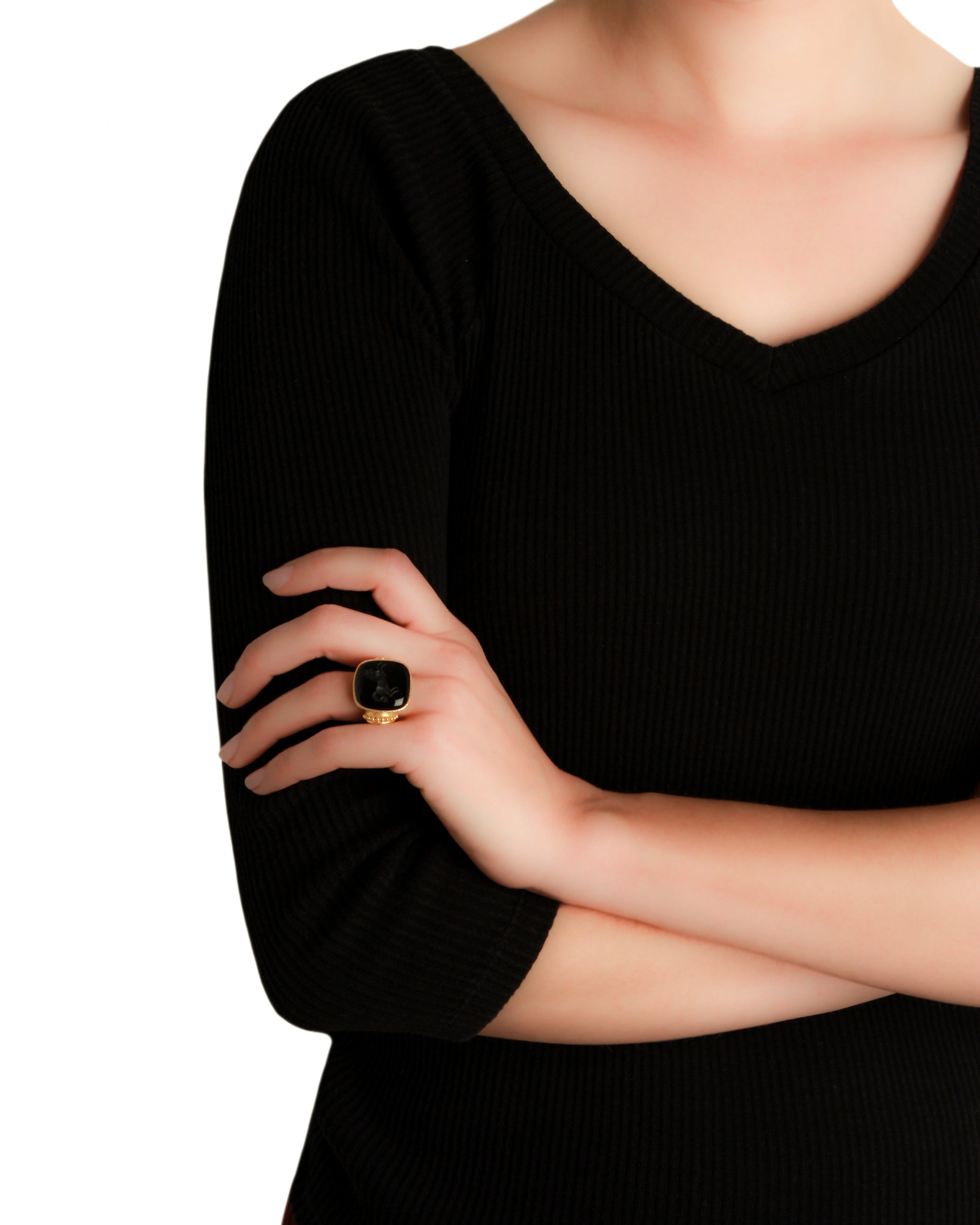 Onyx 'Rearing Horse' Ring
