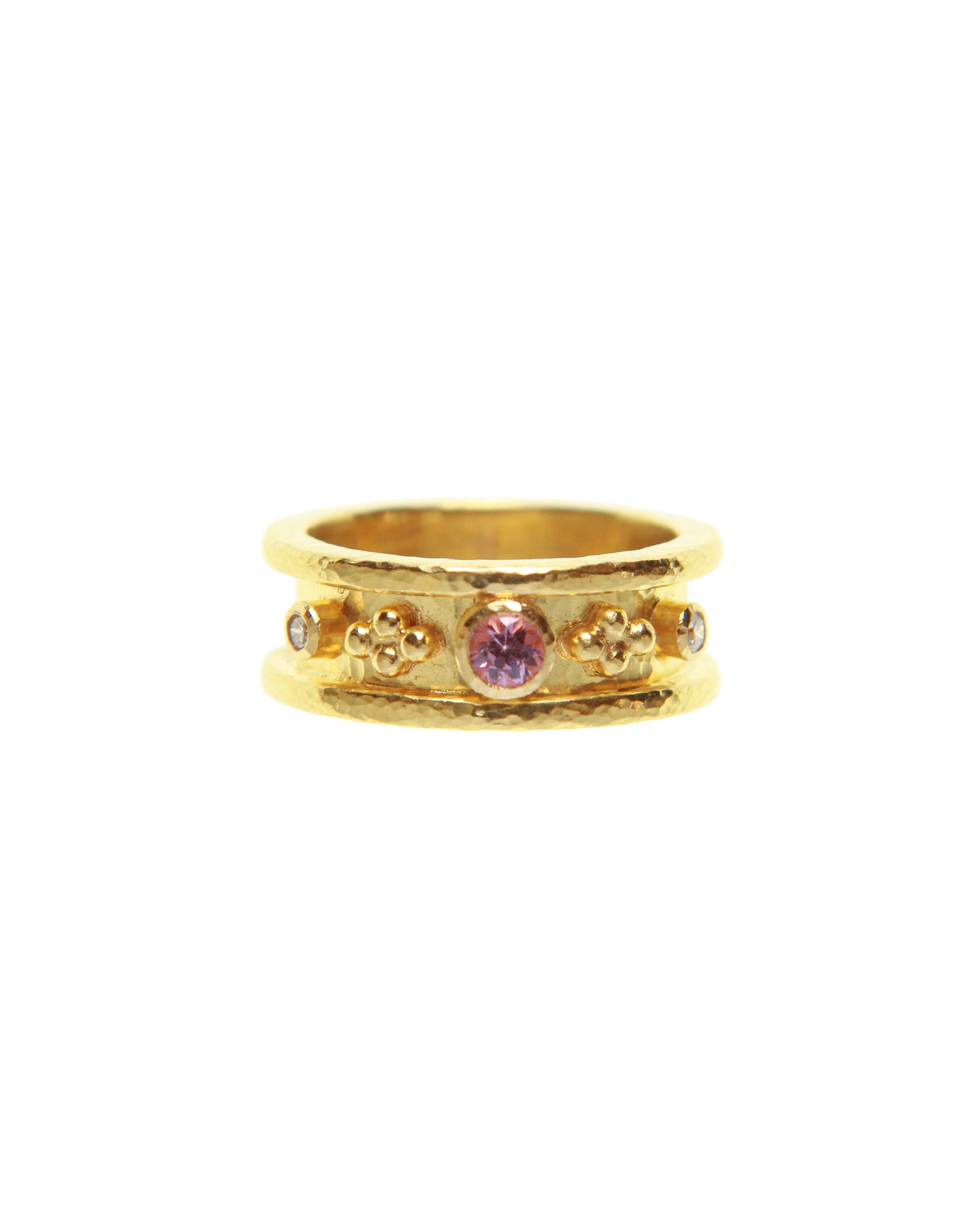Pink Sapphire and Diamond Narrow Cigar Band