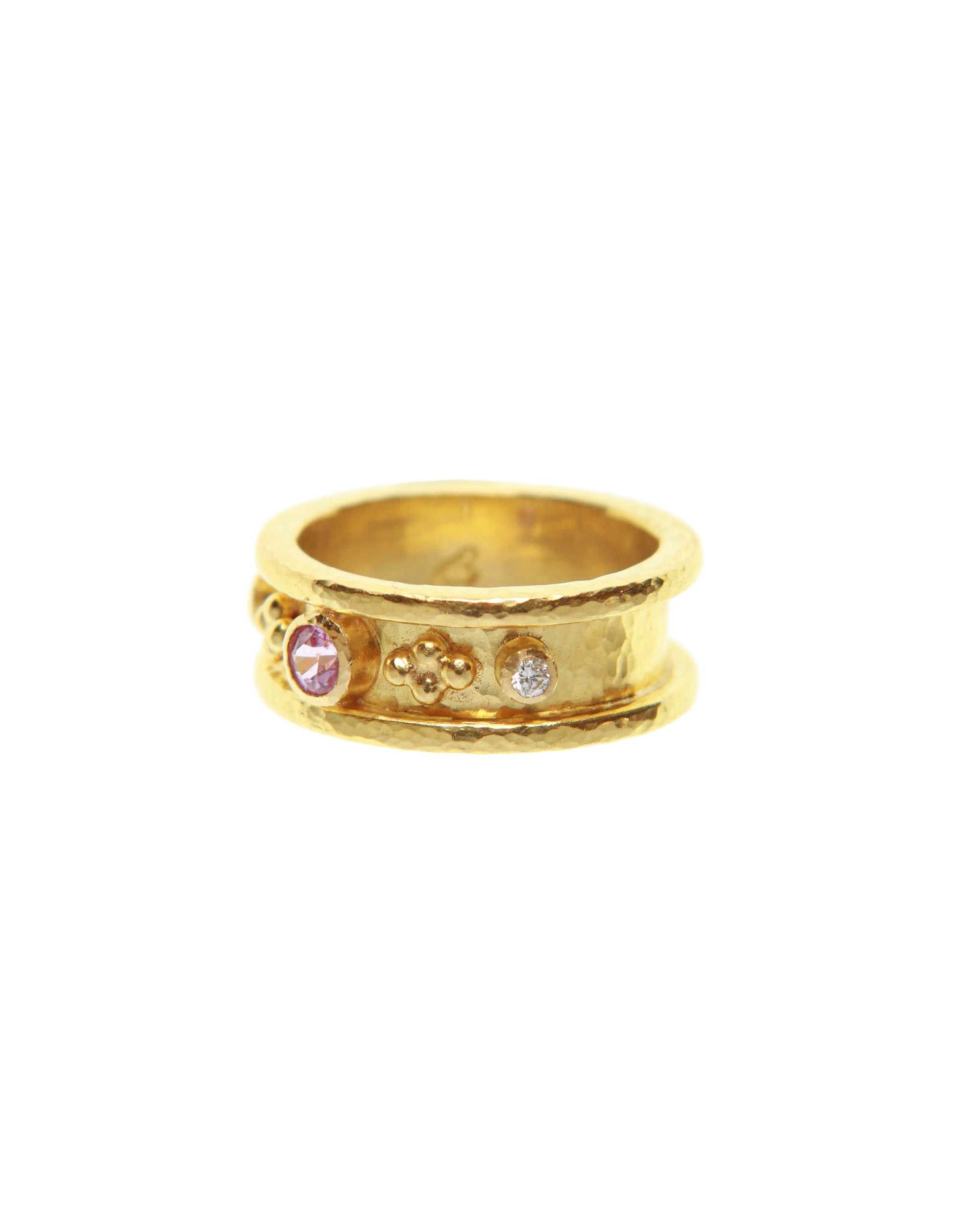 Pink Sapphire and Diamond Narrow Cigar Band