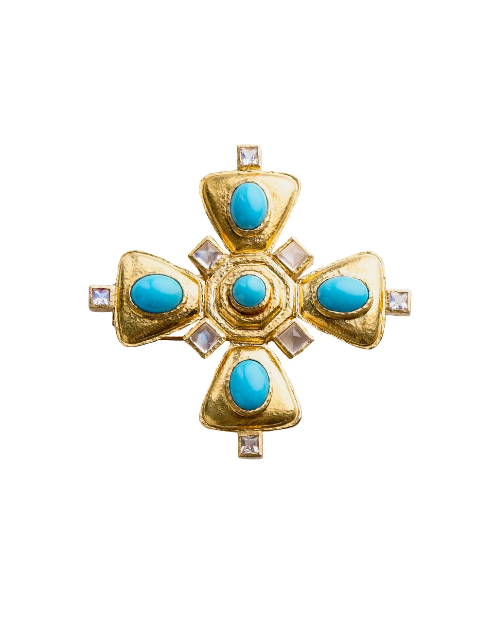 Sleeping Beauty Turquoise Canterbury Cross Brooch