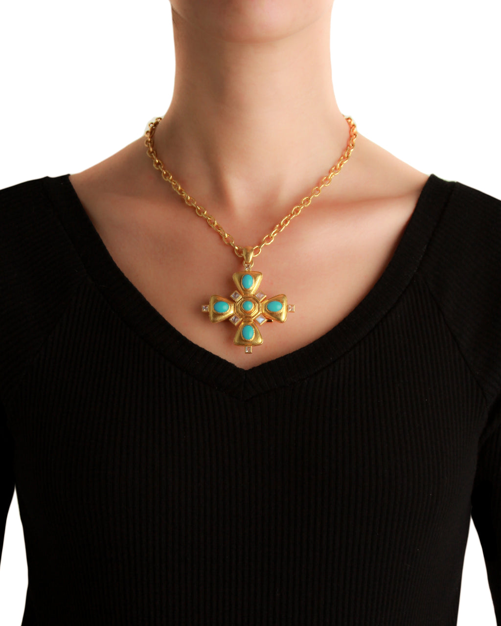 Sleeping Beauty Turquoise Canterbury Cross Brooch