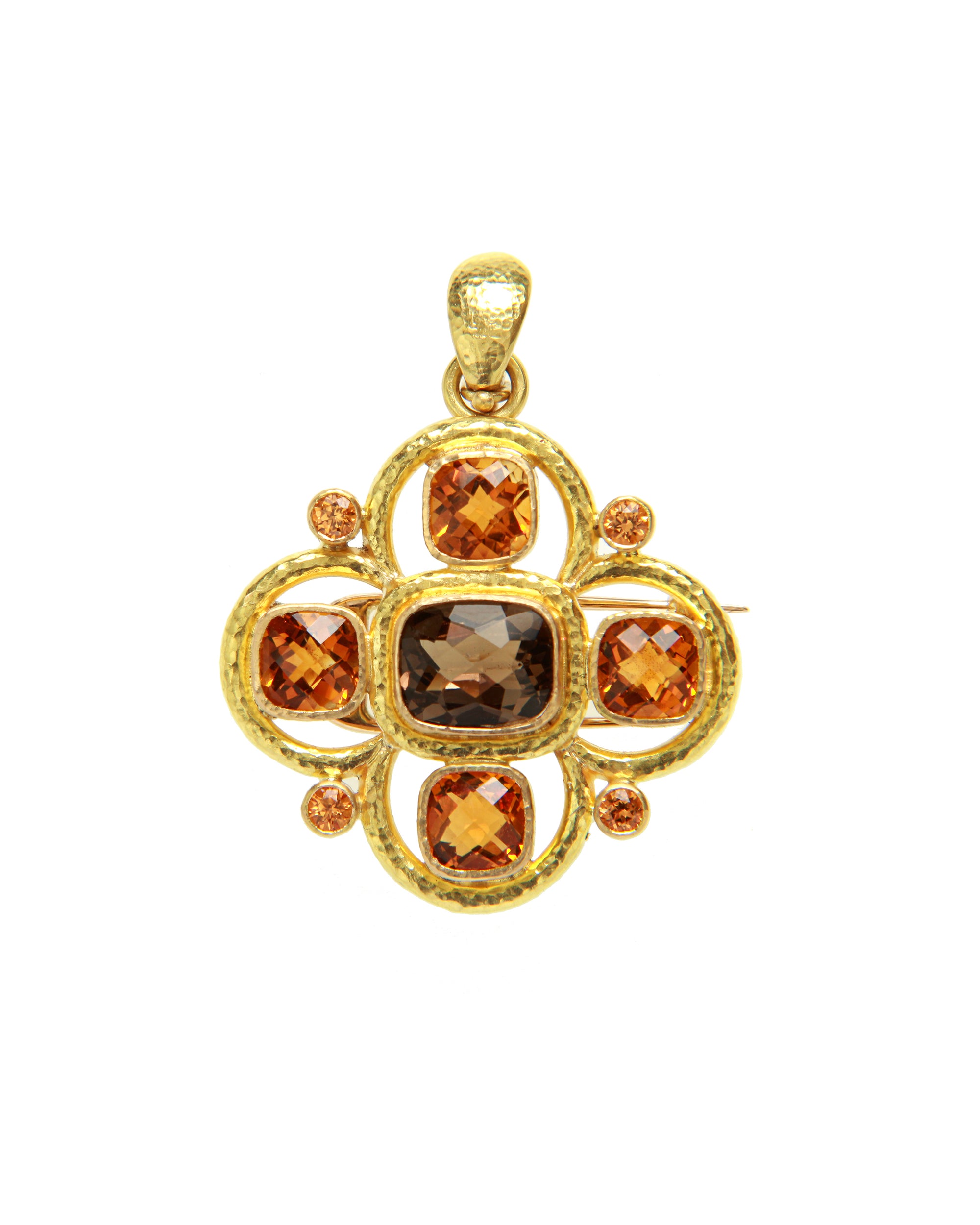 Smoky Quartz and Citrine Brooch/Pendant