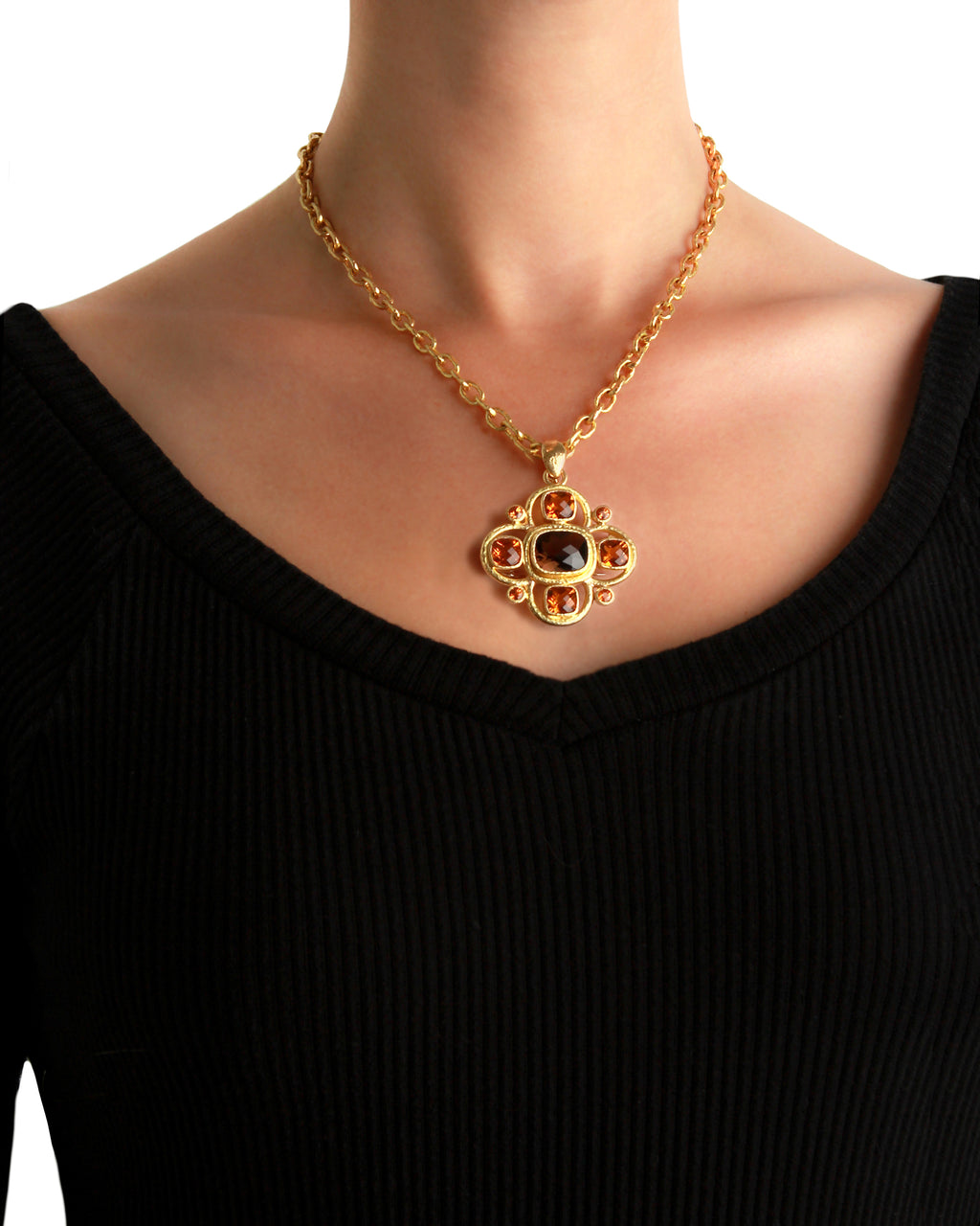 Smoky Quartz and Citrine Brooch/Pendant