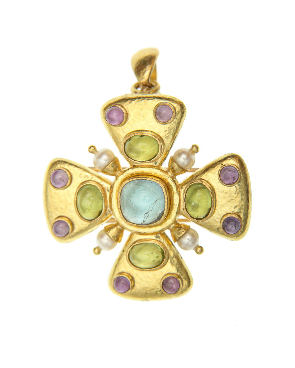 Aquamarine, Peridot and Amethyst Brooch/Pendant