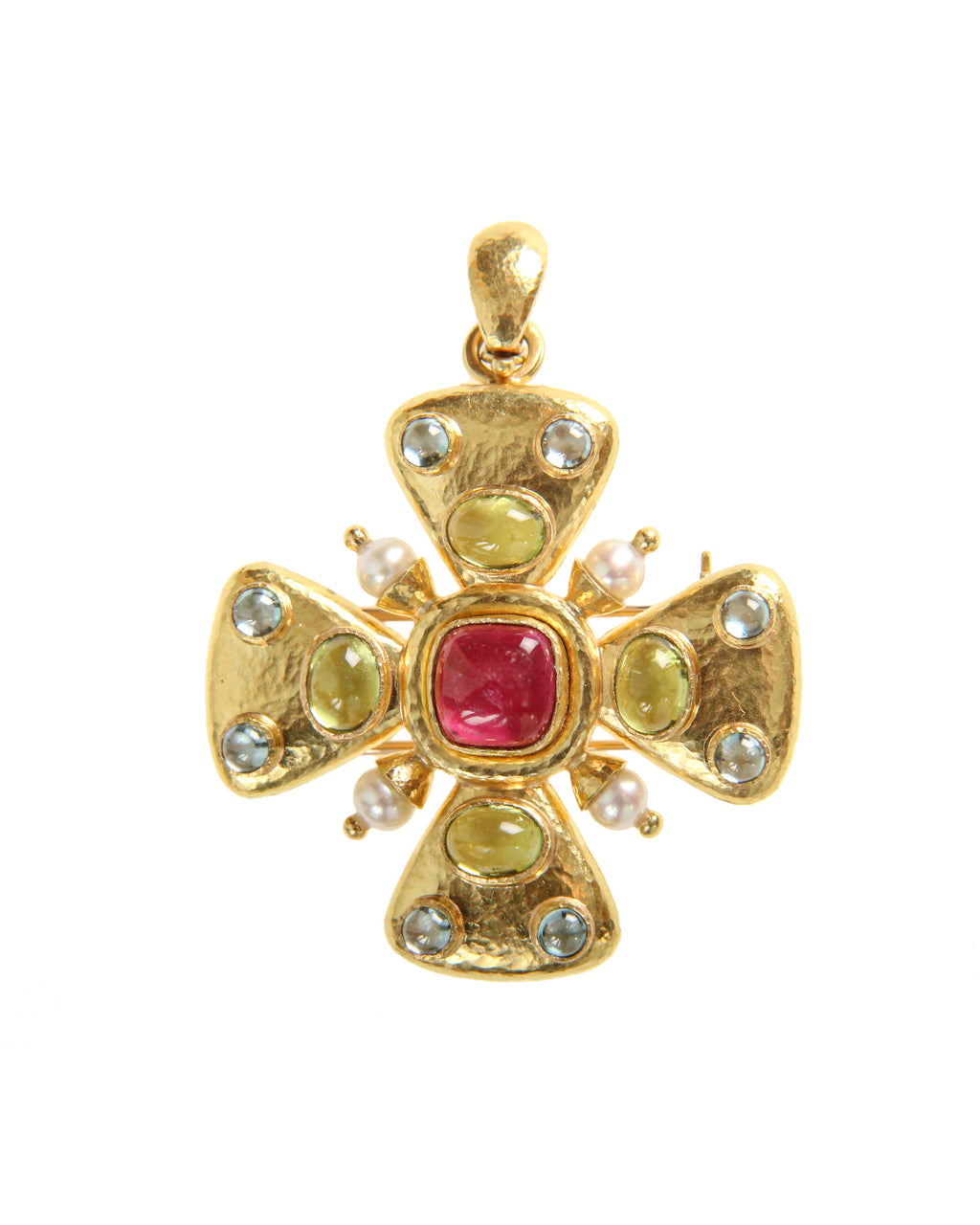 Pastel Maltese Cross Brooch/Pendant