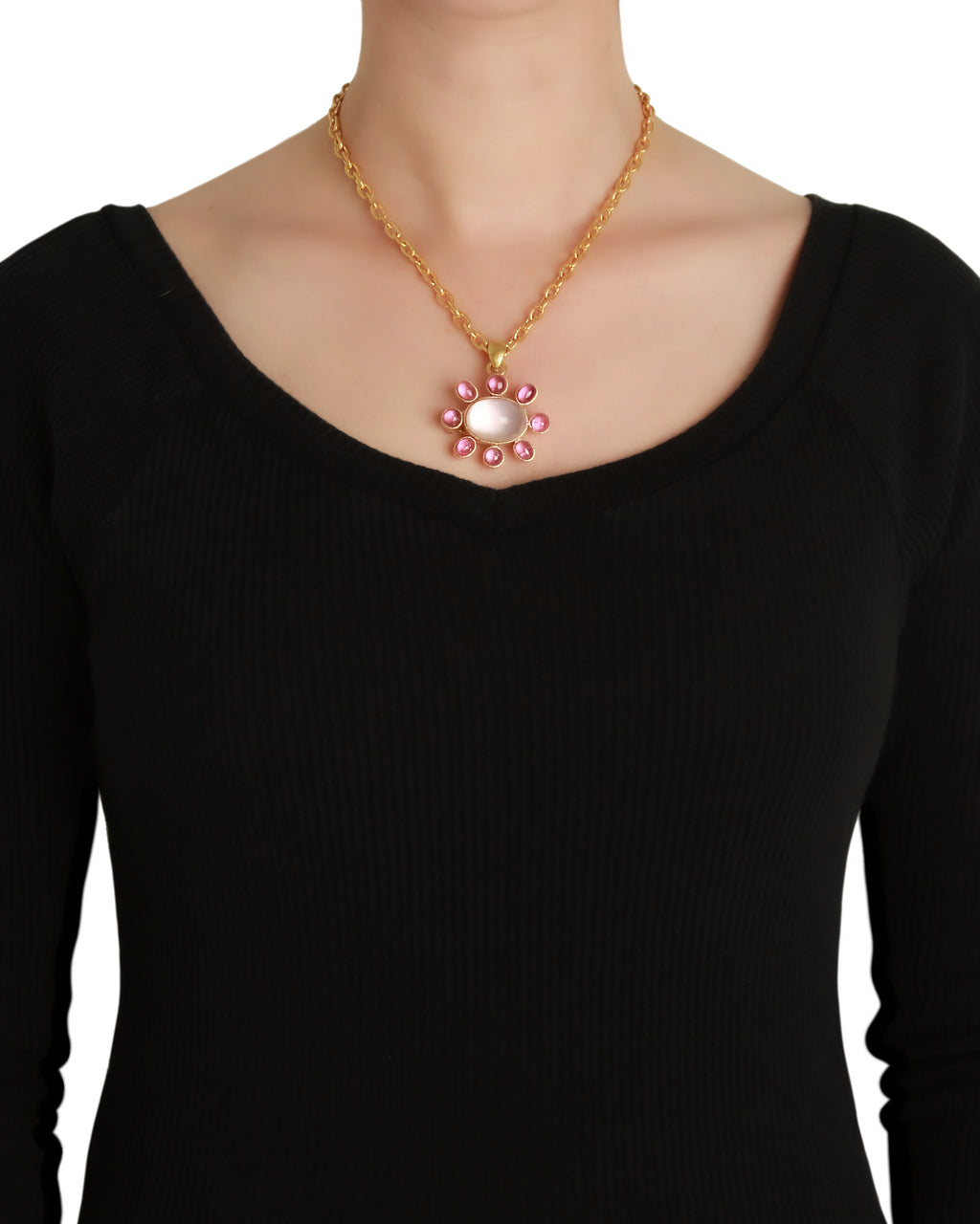 Rose Quartz and Pink Tourmaline Brooch