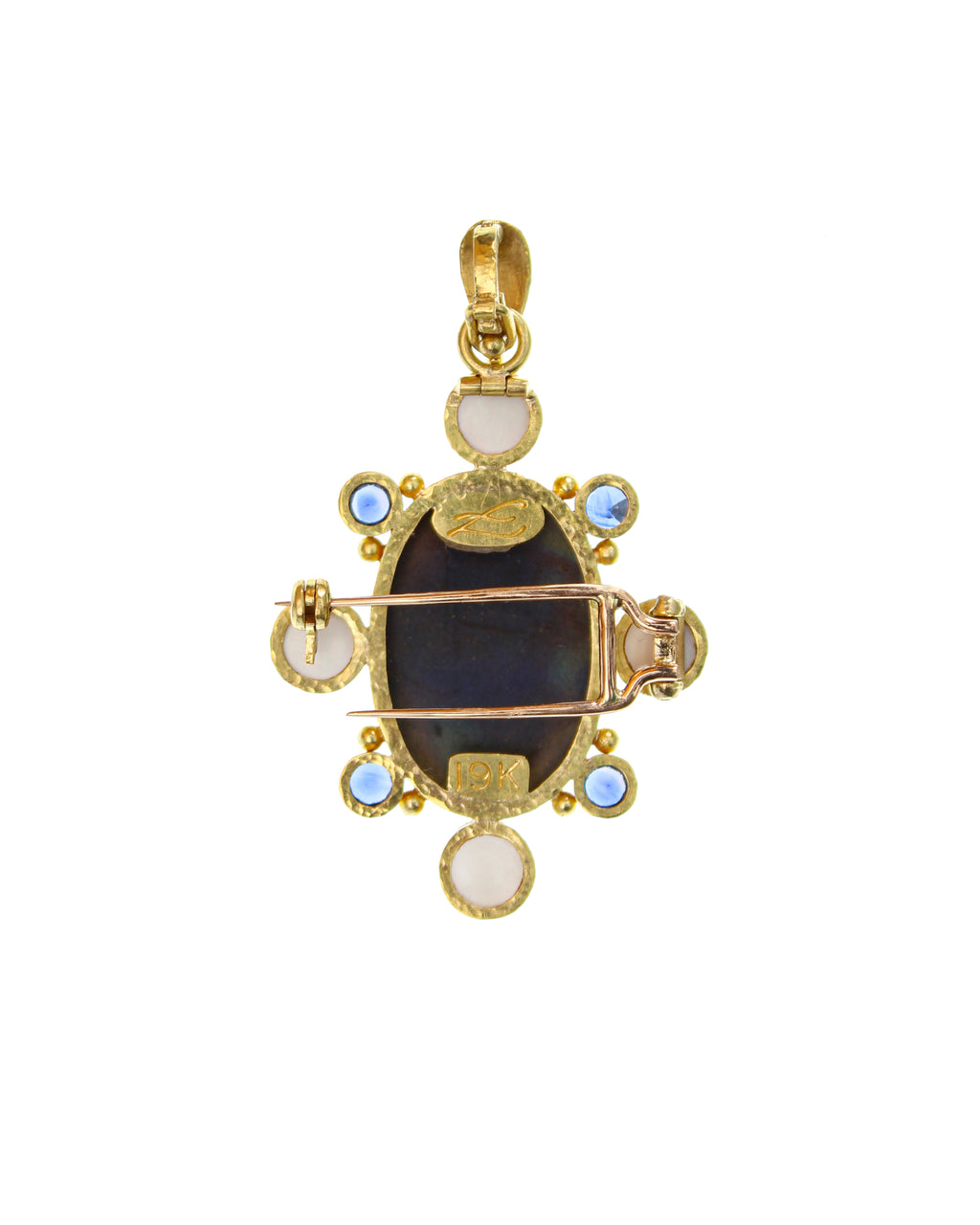 Labradorite and Blue Sapphire Brooch/Pendant