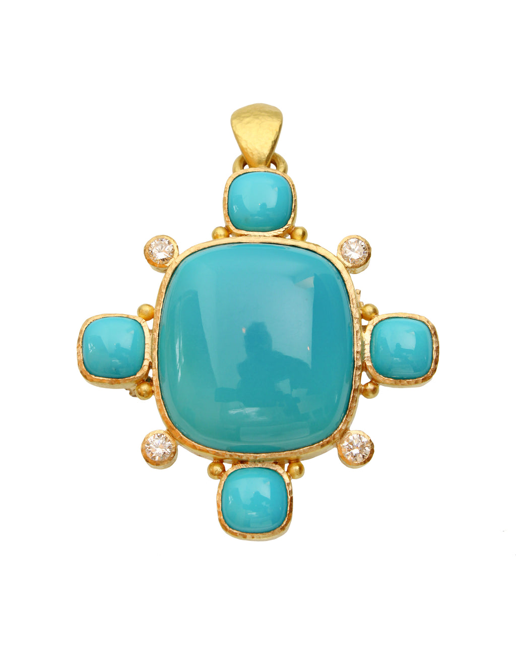 Turquoise and Diamond Brooch/Pendant