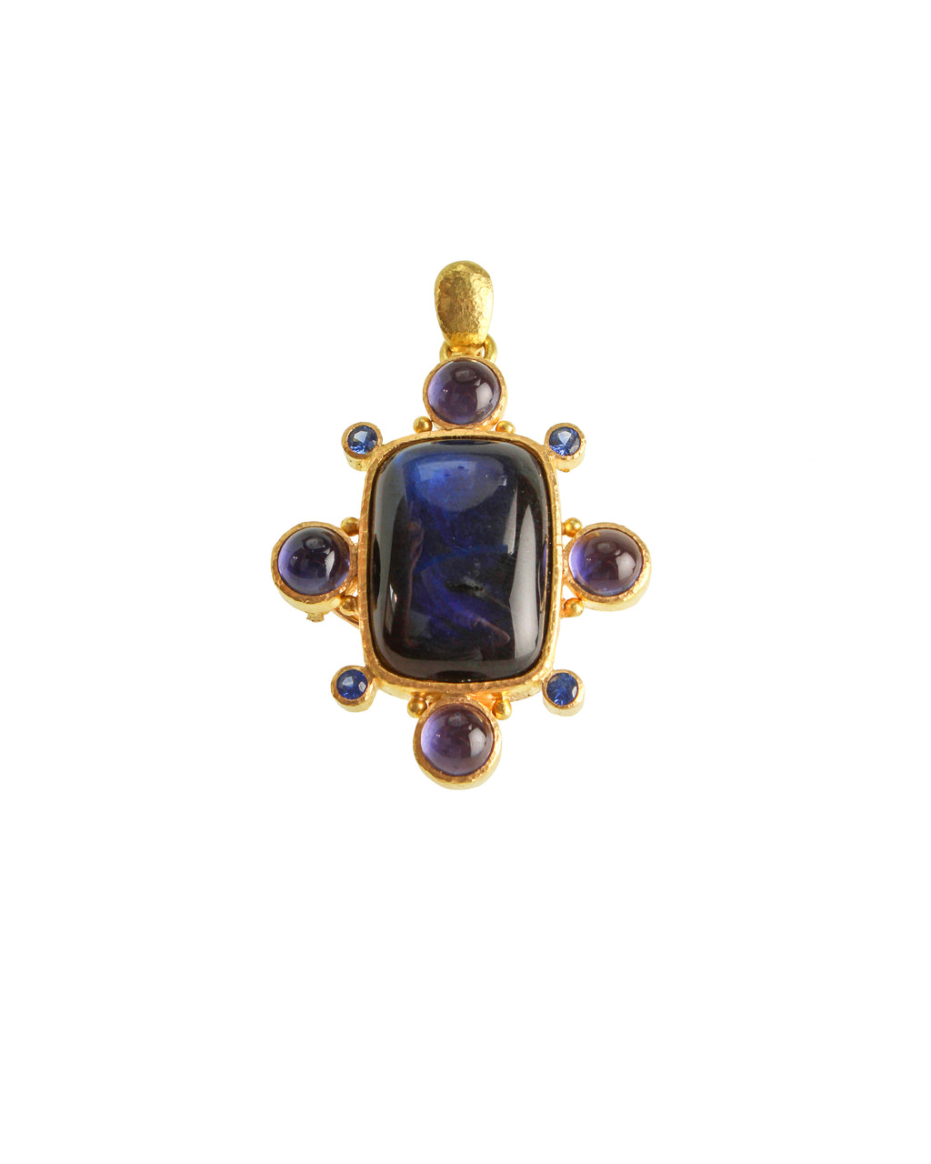 Labradorite,Iolite, & Blue Sapphire Brooch/Pendant