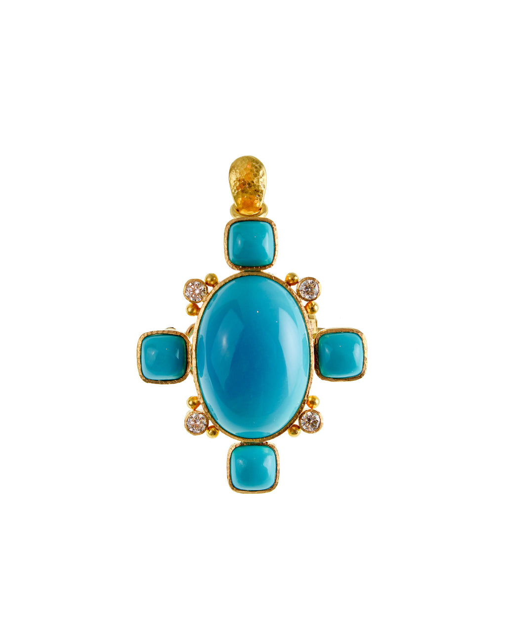 Sleeping Beauty Turquoise and Diamond Brooch
