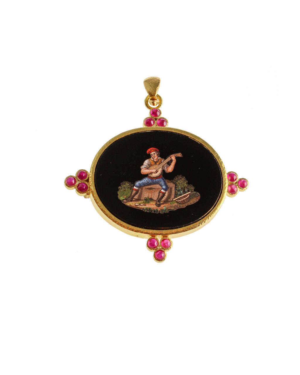 Antique 'Seated Man' Micromosaic Brooch/Pendant