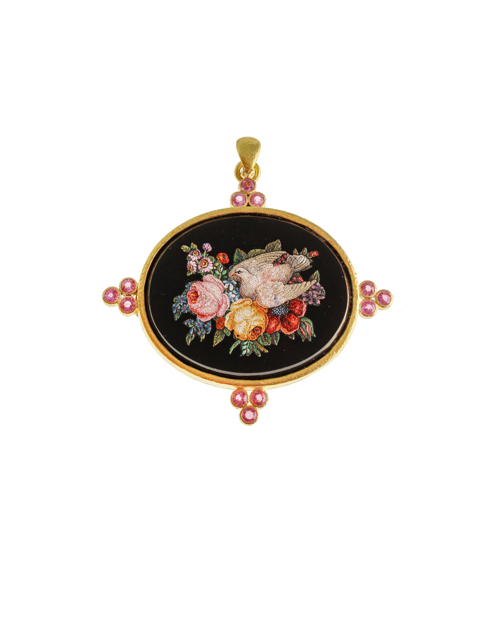 'Dove with Flowers' Micromosaic Brooch/Pendant