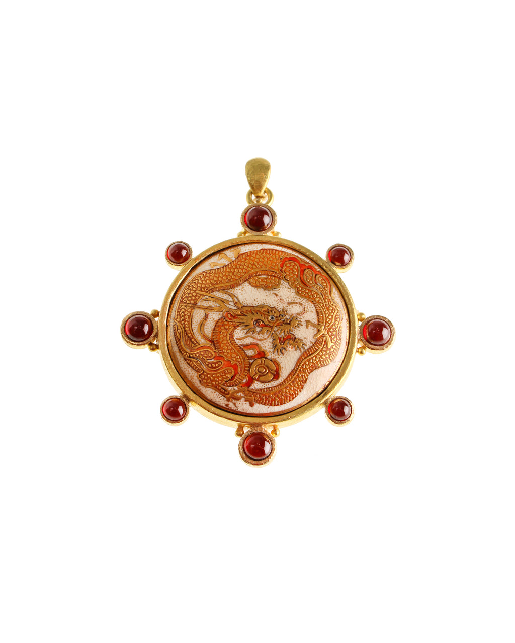 Antique 'Golden Dragon' Satsuma Brooch/Pendant