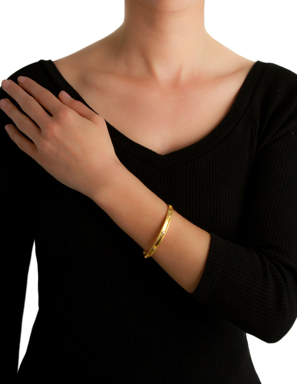 Very Narrow Flat Thin Diamond Bangle