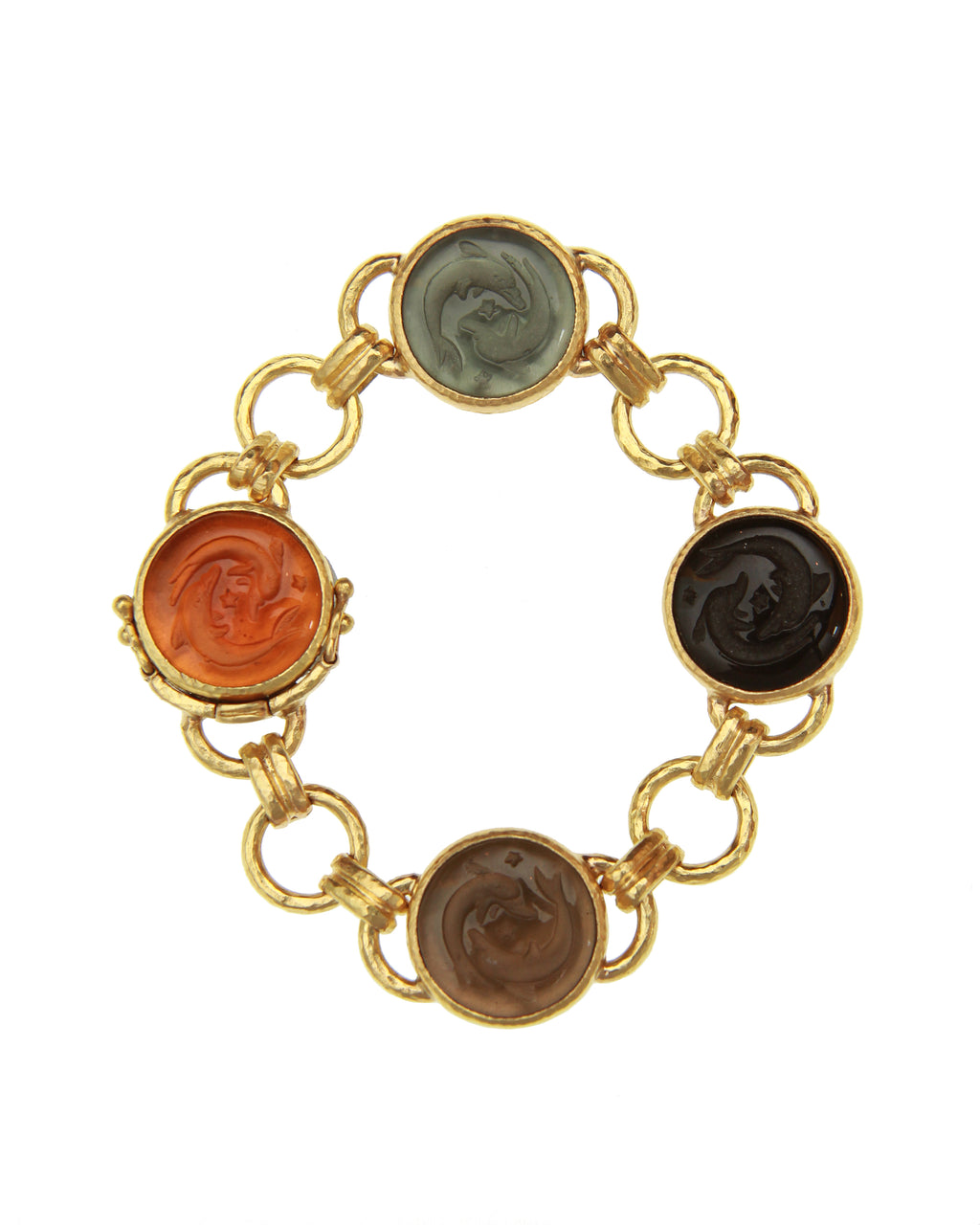 Neutral Venetian glass 'Dolphin Twins' Bracelet