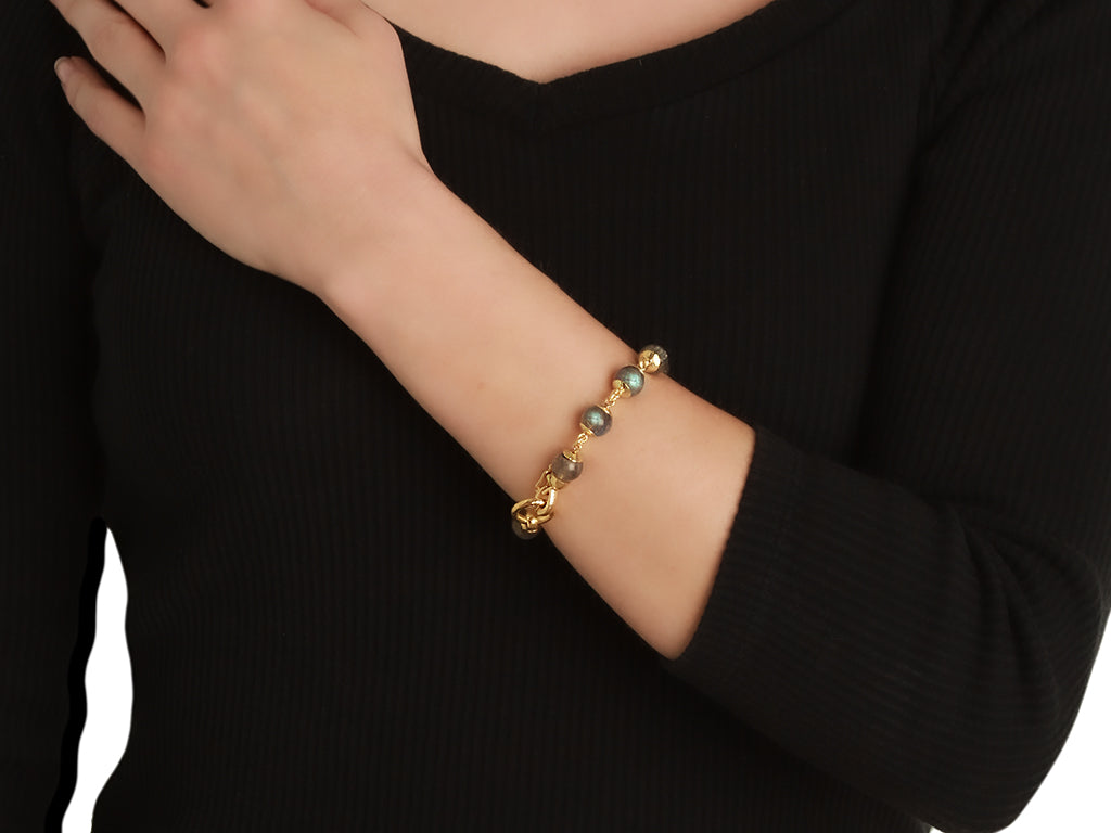 Labradorite and Gold Link Bracelet