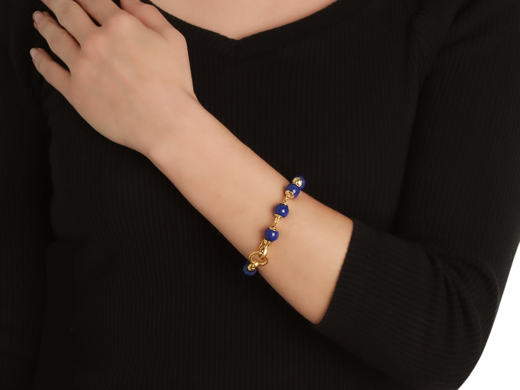 Lapis and Gold Link Bracelet