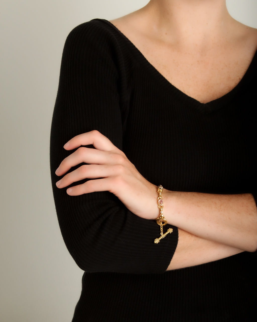 Moonstone and Diamond Link Bracelet