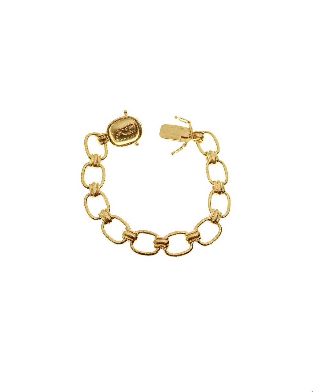 Rectangular Link Bracelet with 'Dog' Clasp