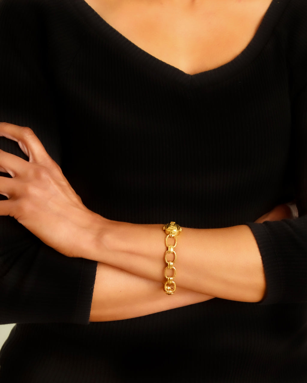 Rectangular Link Bracelet with 'Dog' Clasp