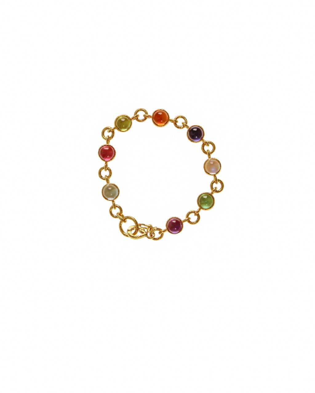 Round Cabochon Stone Bracelet with 'Circle' Clasp