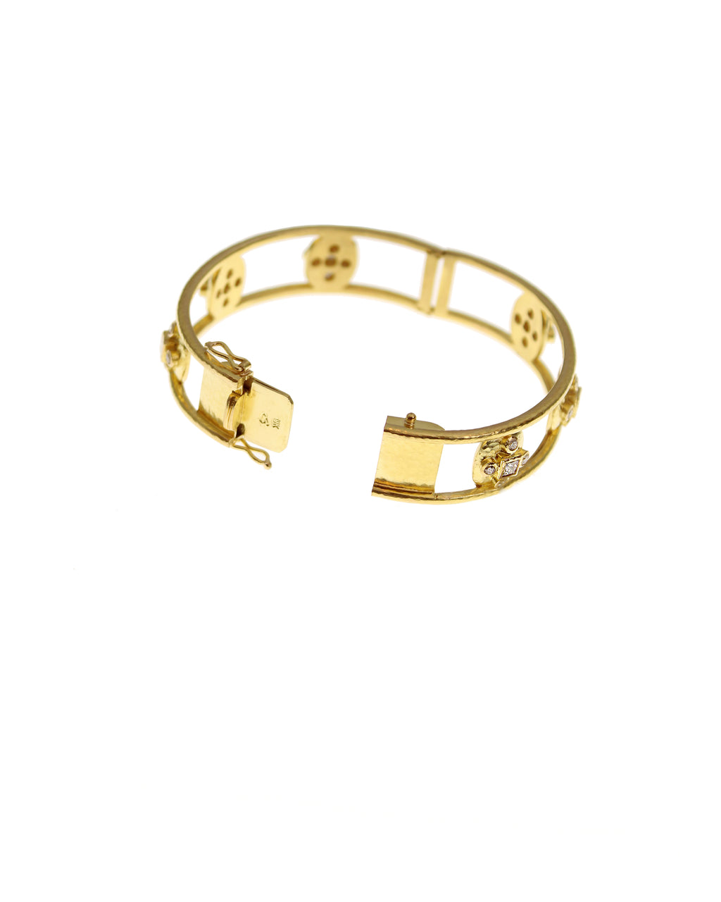 Open Tube Bezel with Diamond Square Bangle