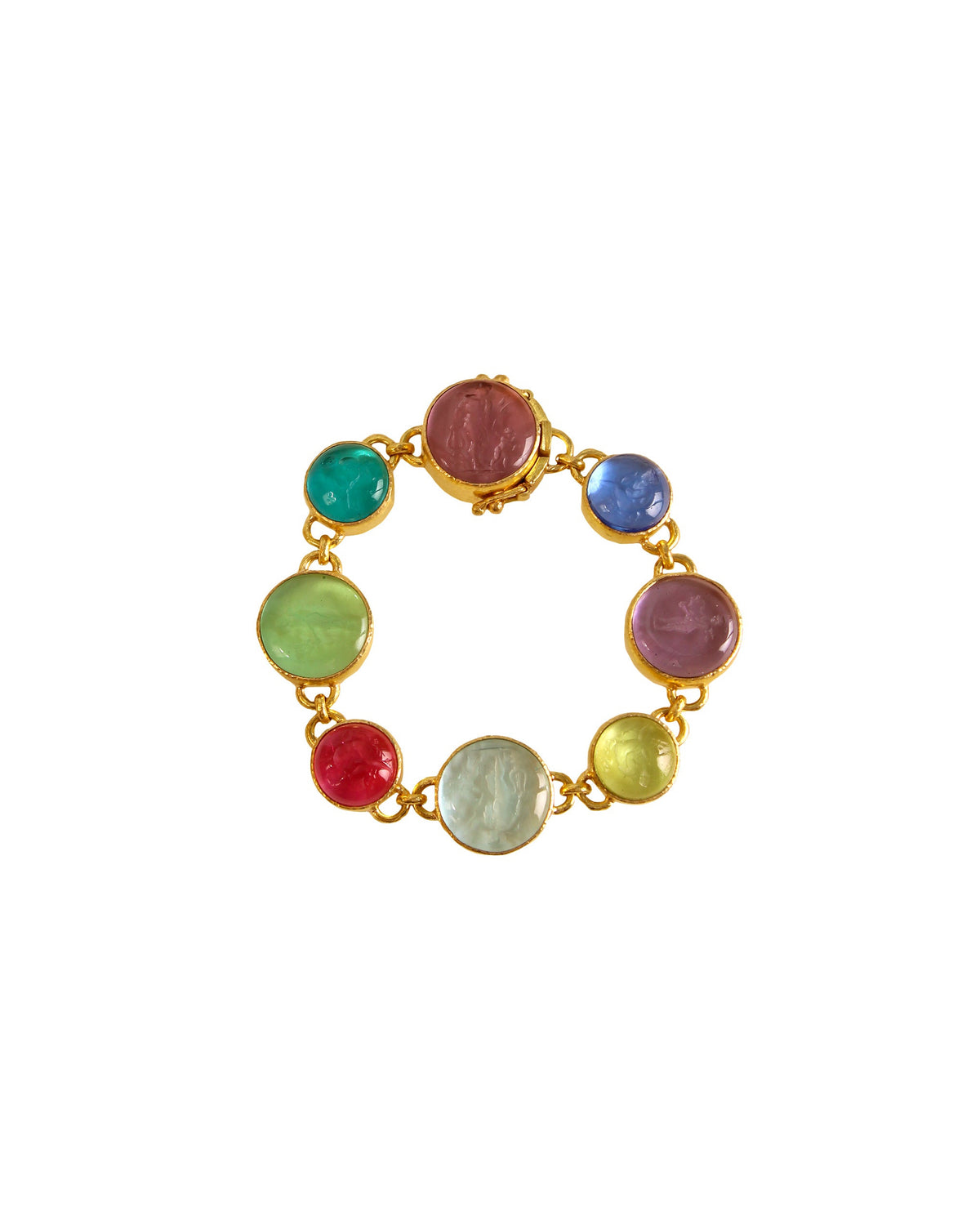Pastel Round Venetian Glass Intaglio Bracelet