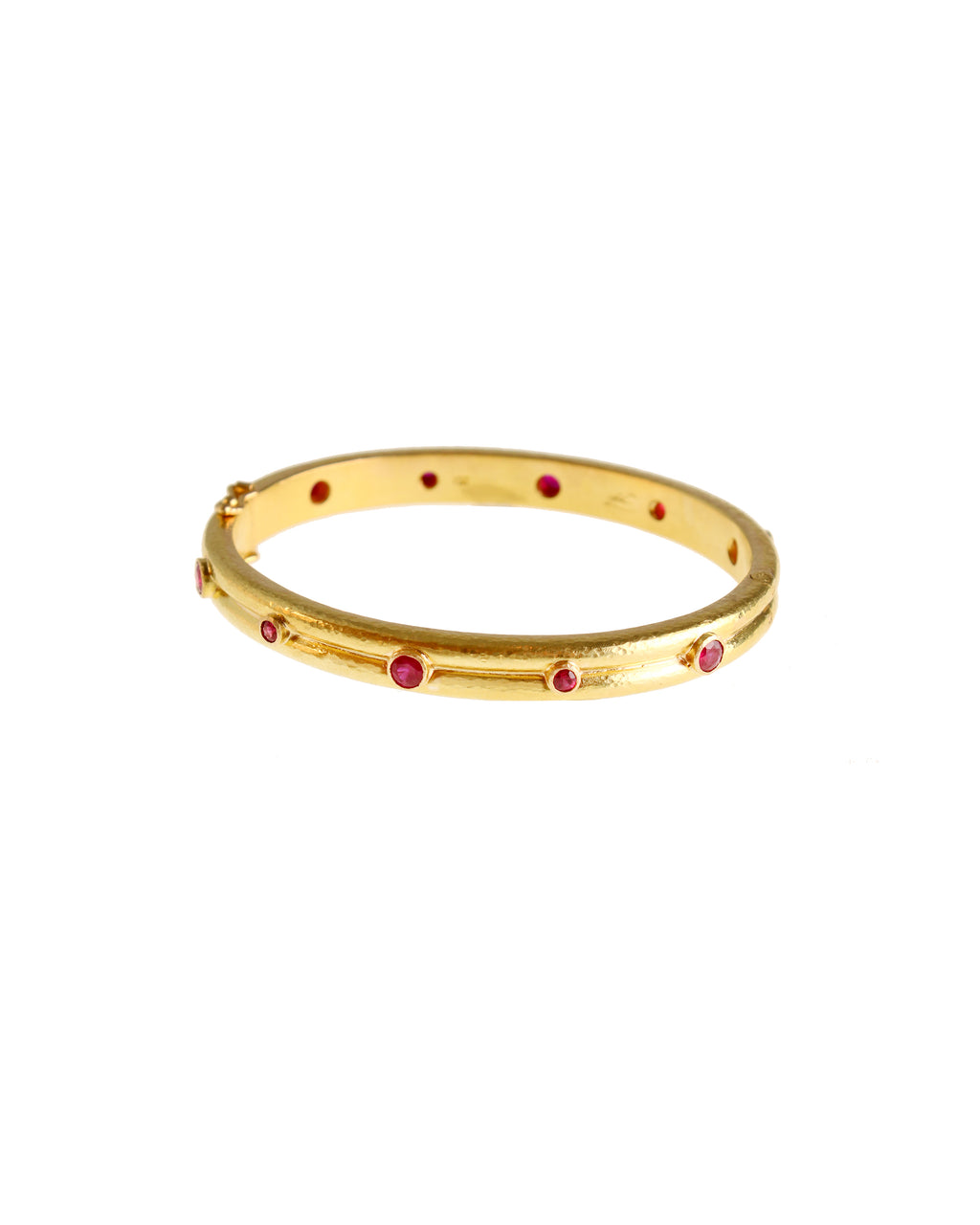 Small Double Band Bangle with Alternating Rubies