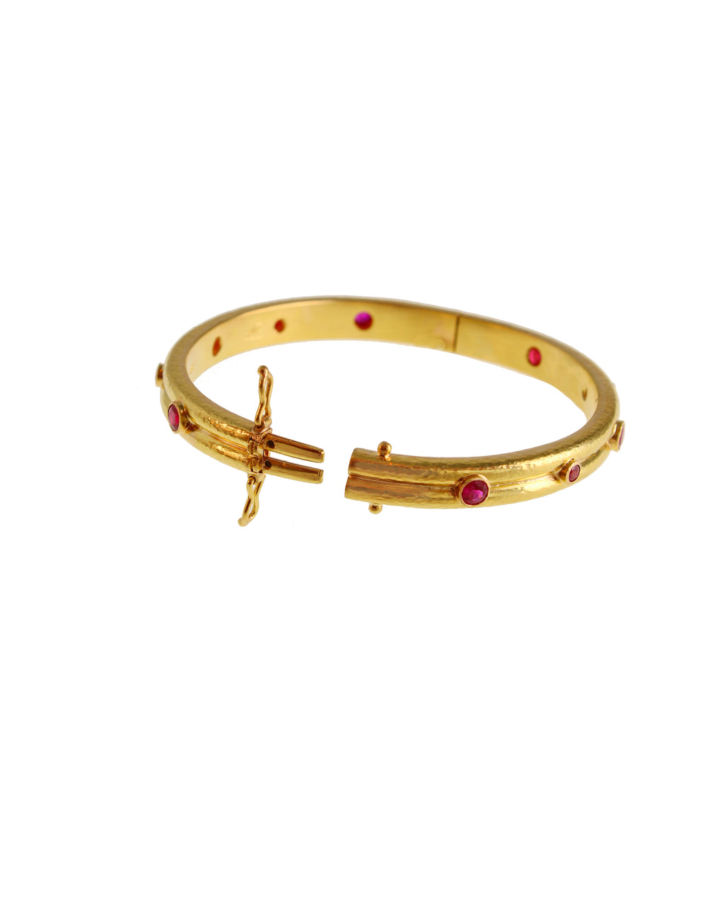 Small Double Band Bangle with Alternating Rubies