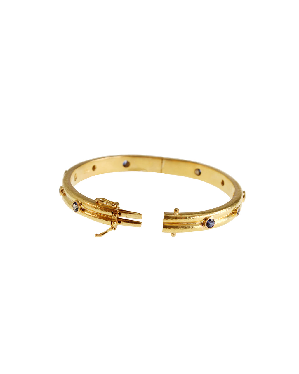 Small Double Band Bangle with Blue Sapphires