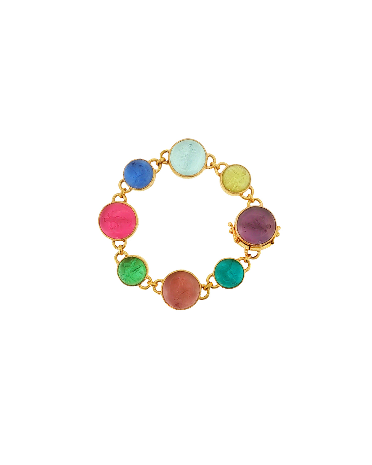 Pastel Round Venetian Glass Intaglio Bracelet