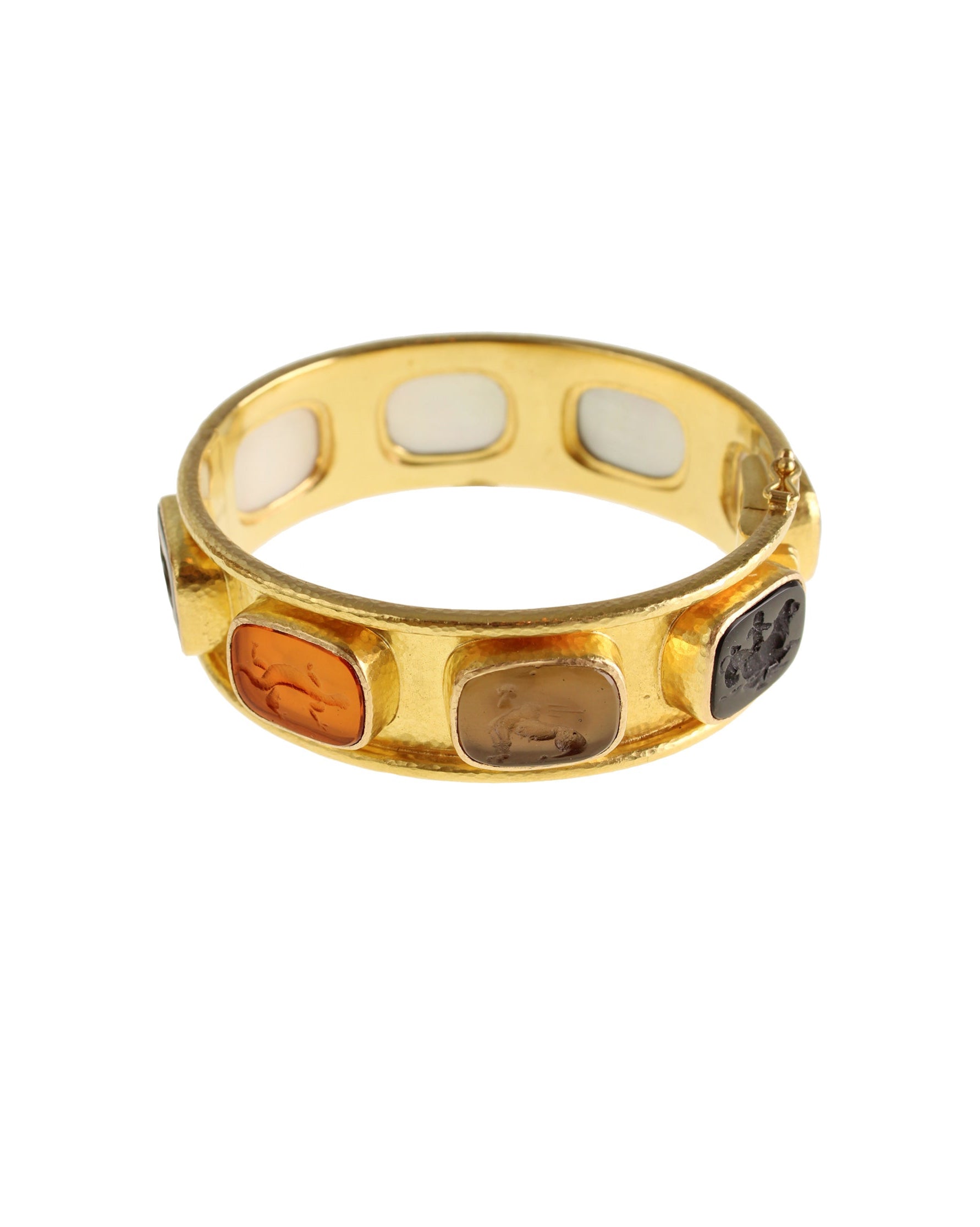 Neutral 'Antique Animals' Flat Narrow Bangle