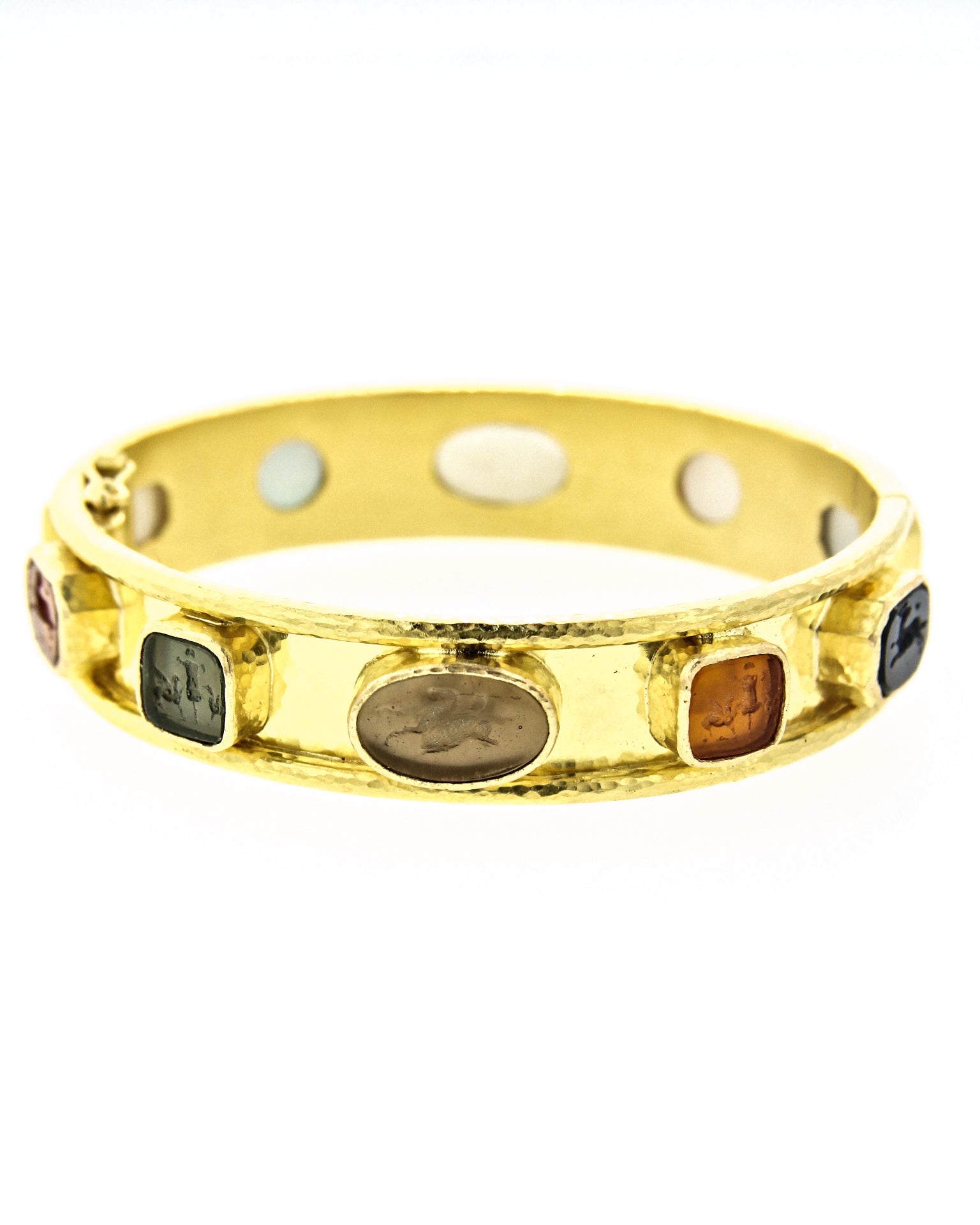 Neutral Venetian Glass Intaglio Narrow Bangle