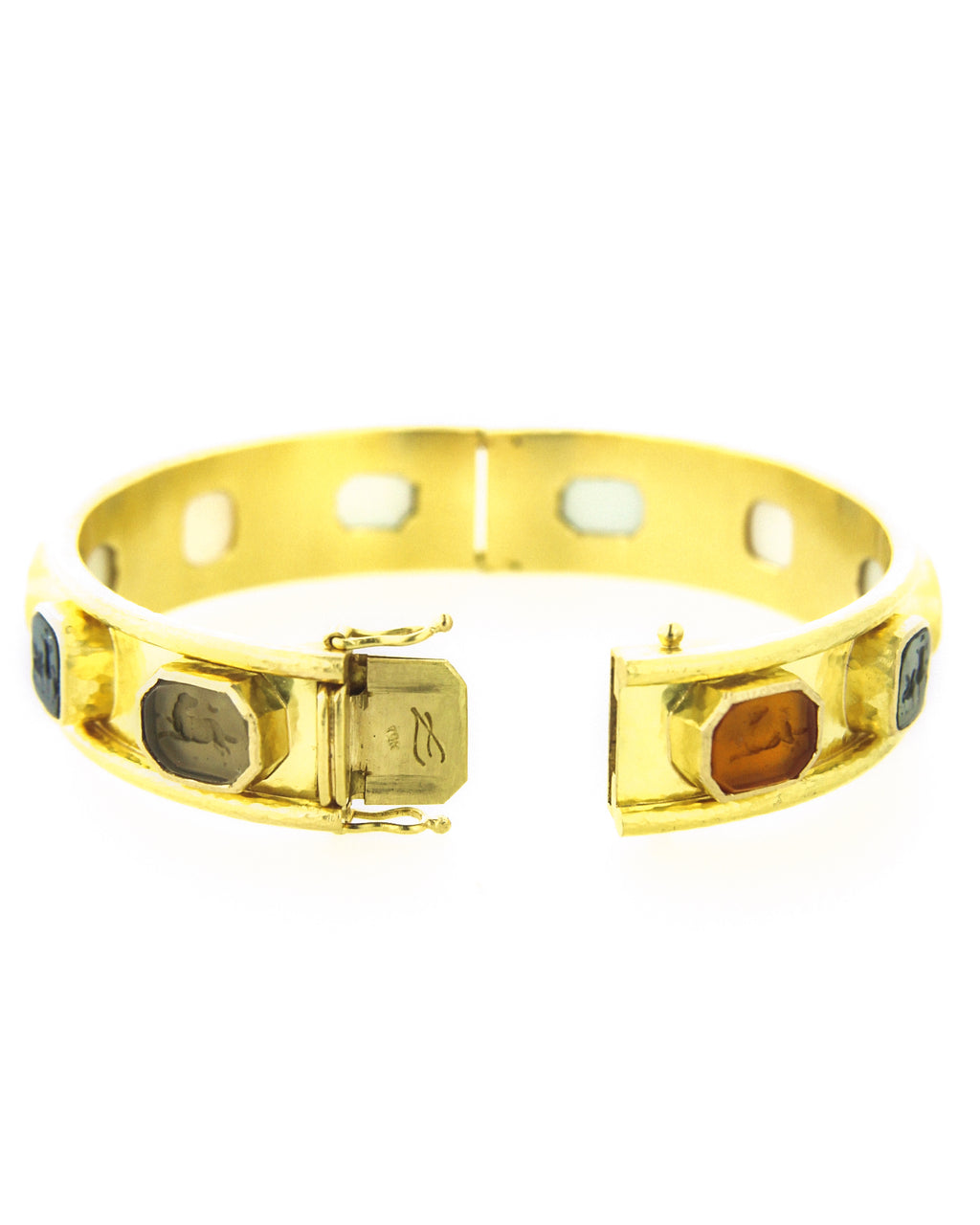 Neutral Venetian Glass Intaglio Narrow Bangle