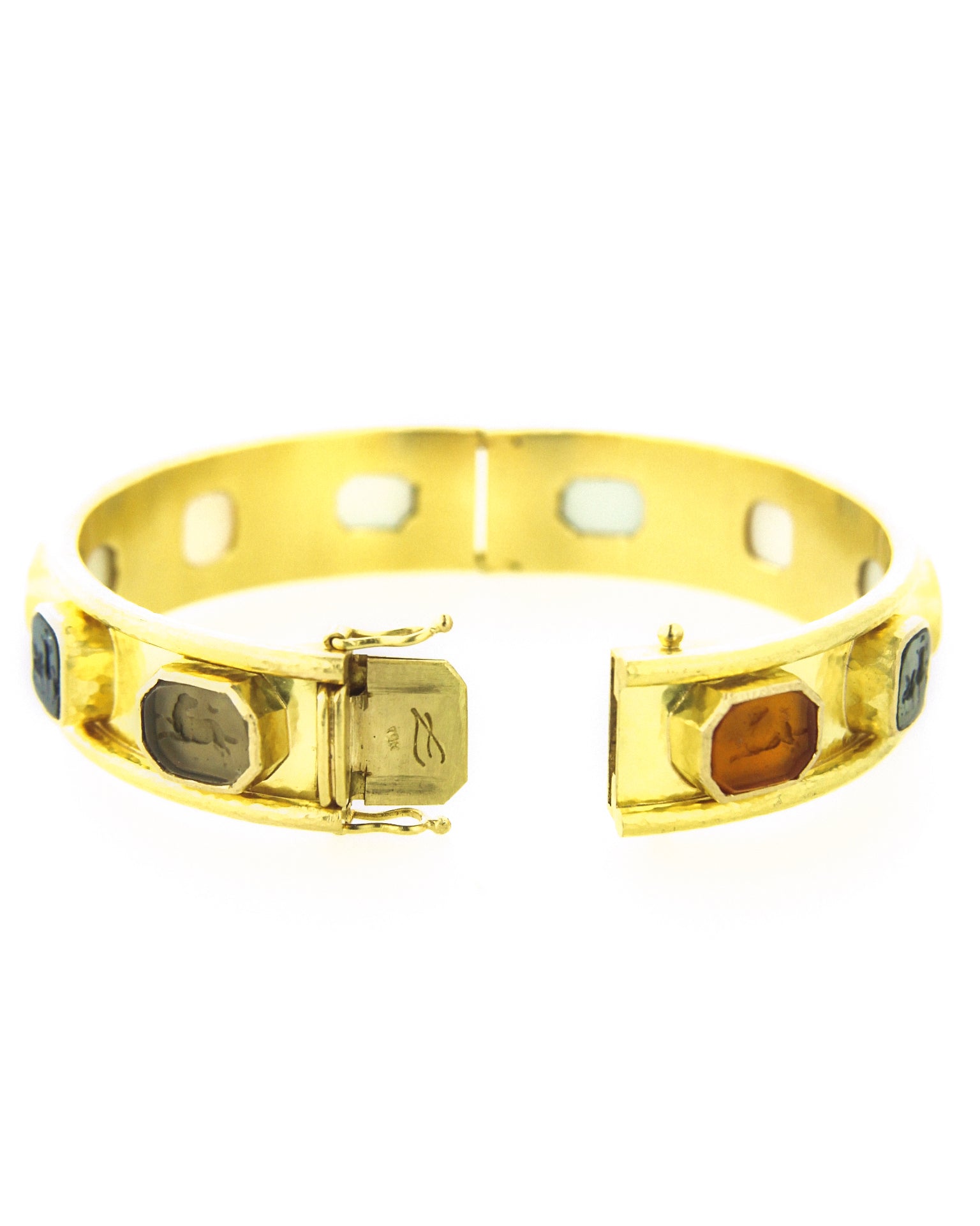 Neutral Venetian Glass Intaglio Narrow Bangle