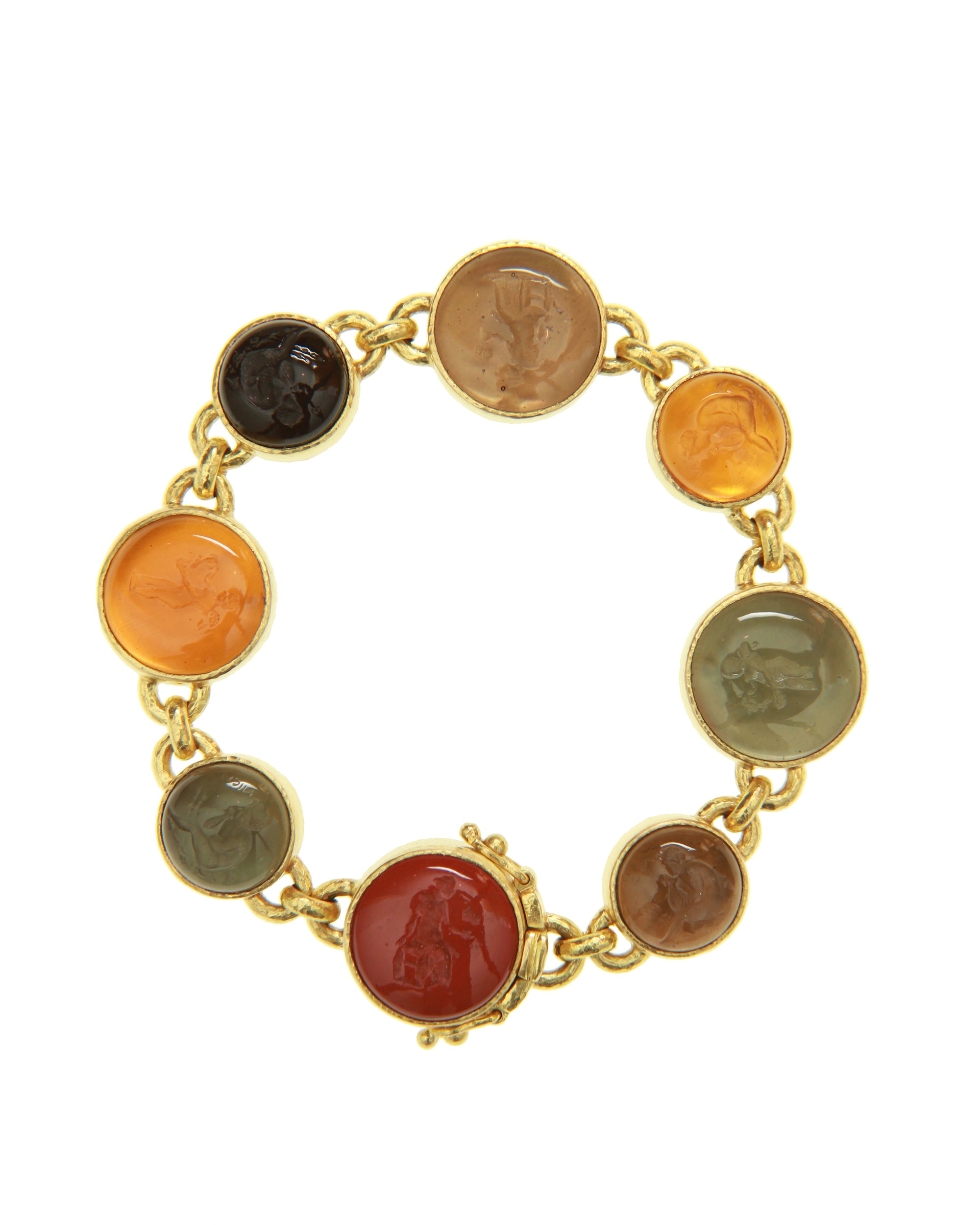 Neutral Round Venetian Glass Intaglio Bracelet