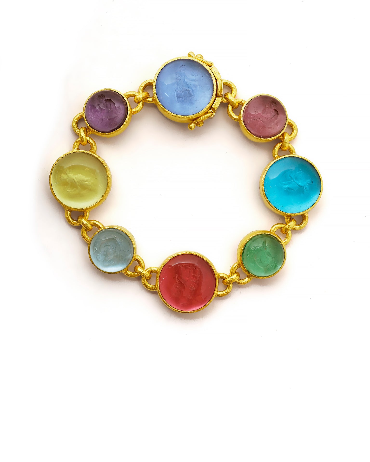 Pastel Round Venetian glass intaglio bracelet