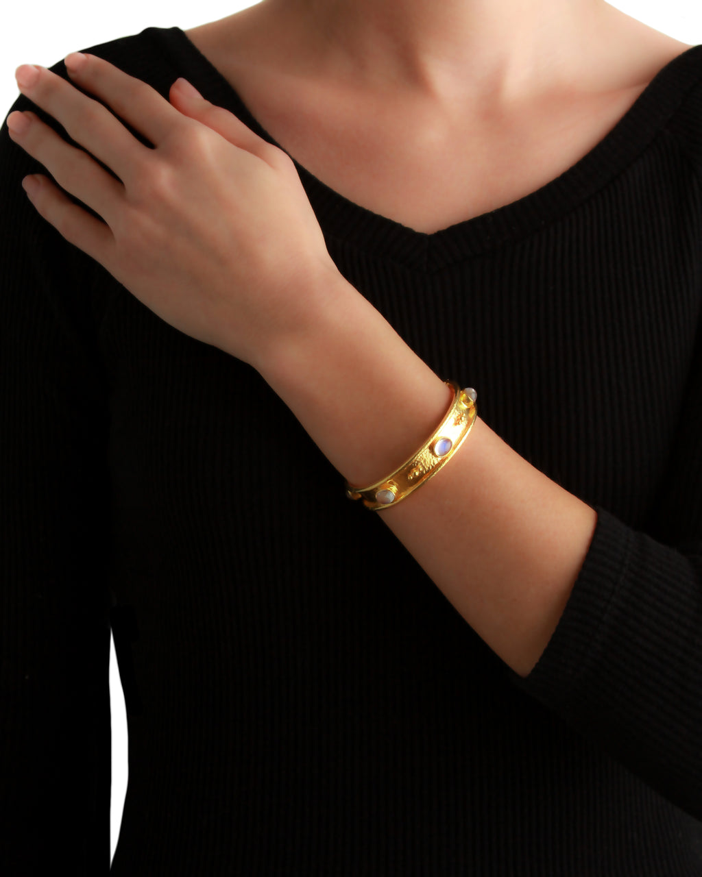Moonstone Flat Narrow Bangle