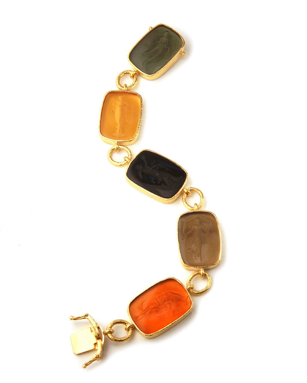 Neutral Venetian Glass Intaglio 'Muse' Bracelet