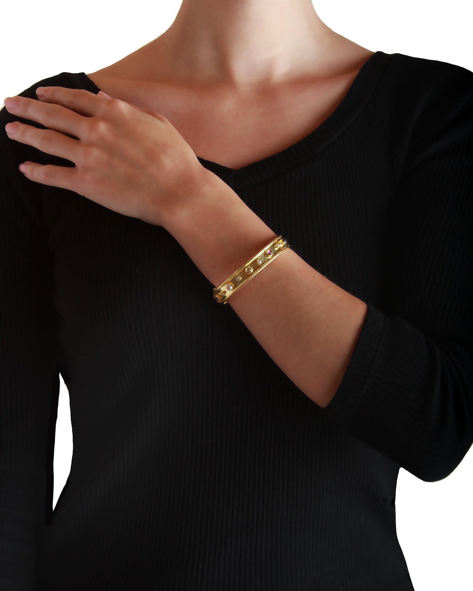 Tutti Frutti and Diamond Flat Bangle