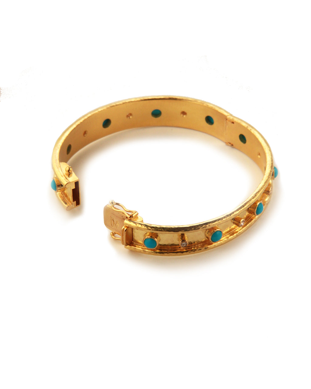 Sleeping Beauty Turquoise and Diamond Flat Bangle