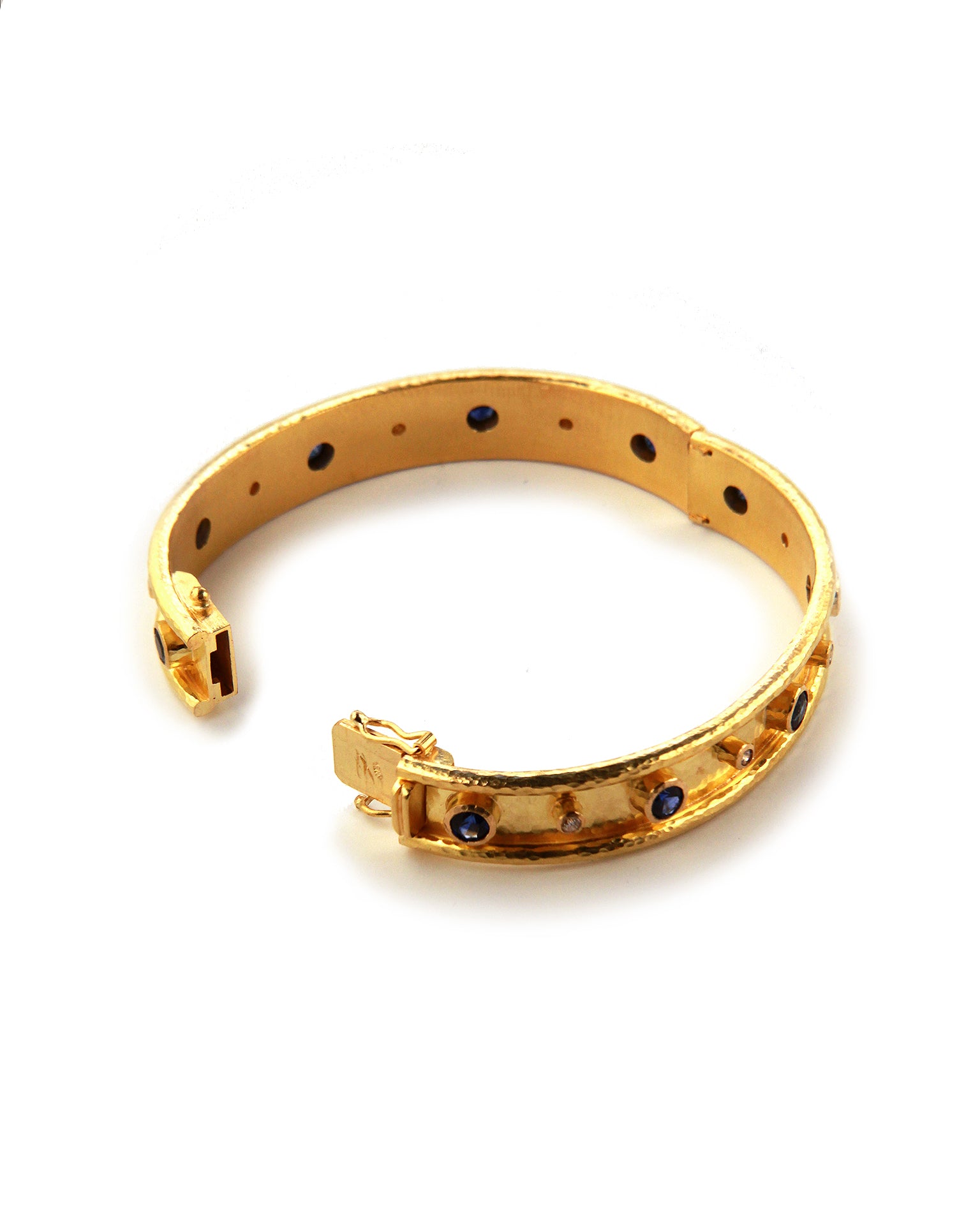 Blue Sapphire and Diamond Flat Bangle