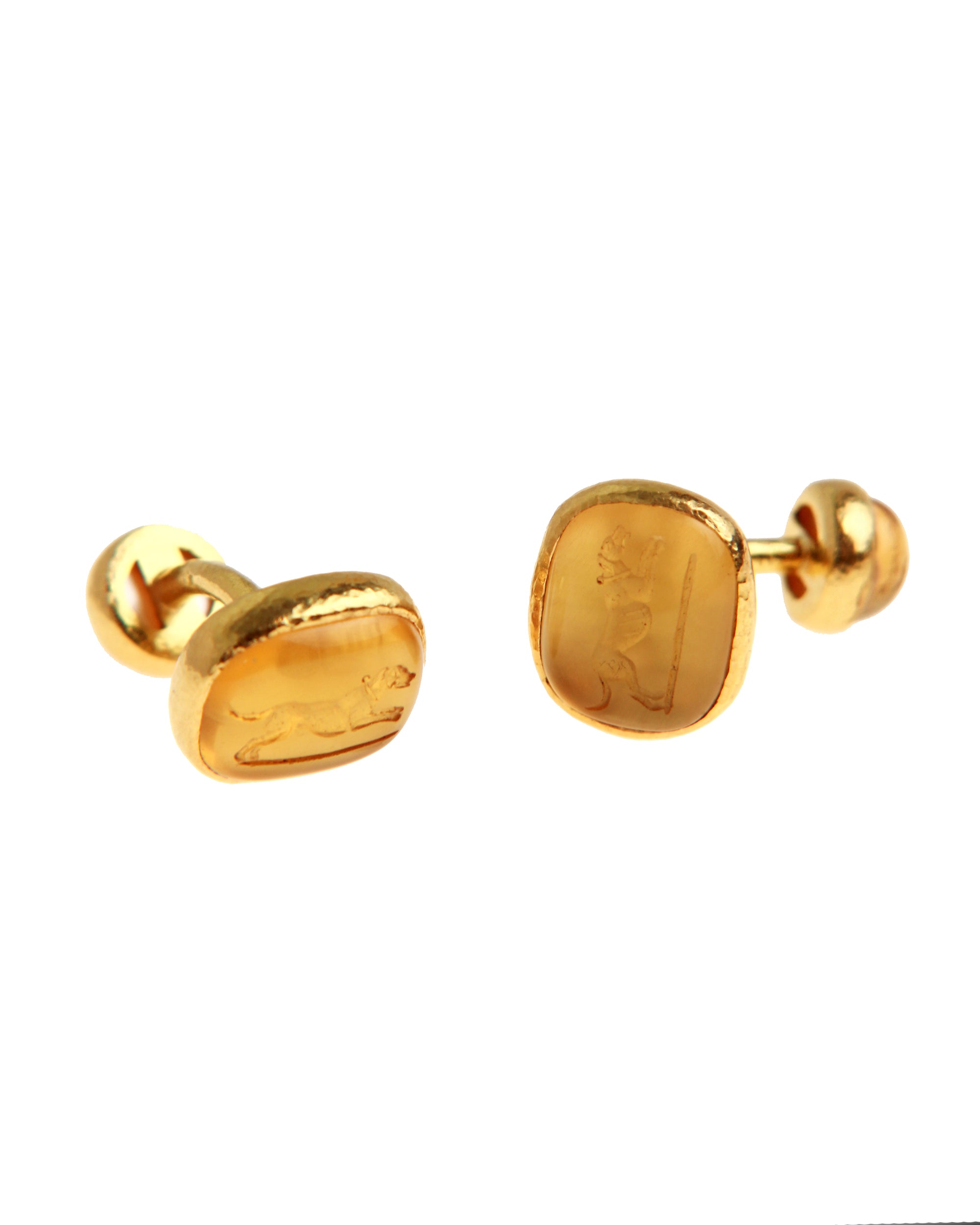 Citrine 'Cushion Dog' Cufflinks